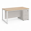 Scrivania ufficio rettangolare con cassettiera 3 cassetti rovere chiaro e bianco 120 x 60 x 73 cm