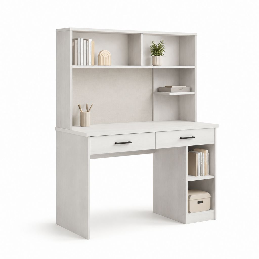 Scrivania con libreria e cassetti grigio chiaro in truciolare melaminico rettangolare 120 x 60 x 150 cm