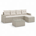 Set divano da giardino angolare 4 posti grigio beige in rattan PE con tavolino 240 x 180 x 65 cm
