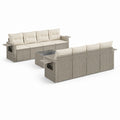 Set 2 divani da giardino 3 posti con tavolino rettangolare grigio ed ecrù in rattan PE e alluminio 200 x 75 x 65 cm