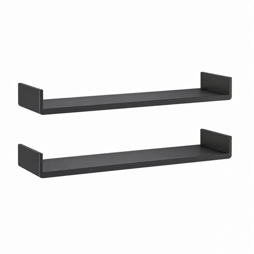 Set di 2 mensole da parete nere in acciaio 60 x 10 x 10 cm