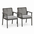 Set di 2 sedie da giardino con braccioli grigio scuro in acciaio e corda PE 57 x 60 x 83 cm