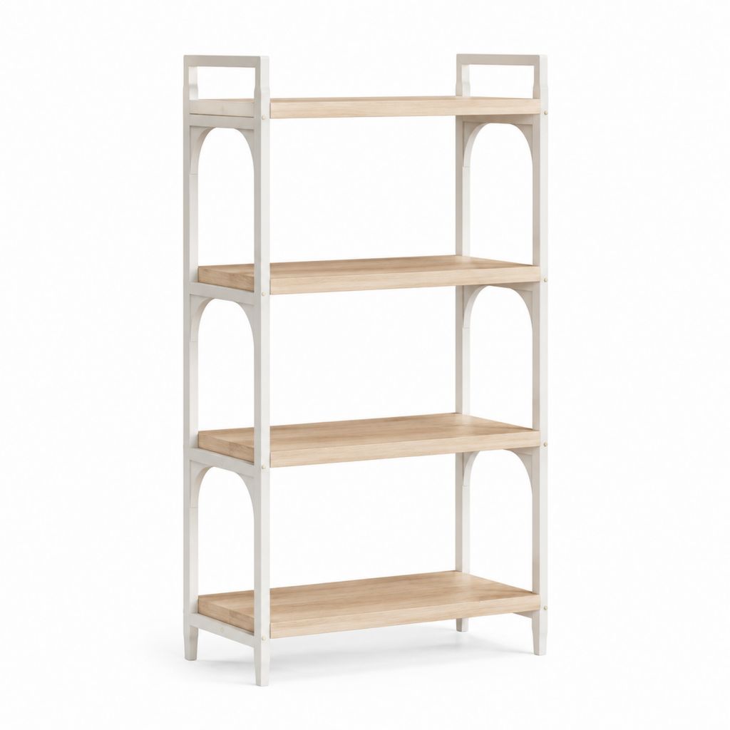Libreria a 4 Ripiani Bianca e Rovere in Legno 80 x 30 x 160 cm