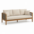 Divano da giardino 3 posti beige in legno massello di acacia e poliestere 200 x 80 x 75 cm